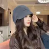 Chapéus Finos Estilo Coreano para Primavera e Outono para Mulheres, Circunferência da Cabeça Grande, Gorro Emagrecedor de Rosto, Chapéu Slouchy Casual Versátil, Chapéu Quente de Inverno