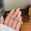 Pulsera de Cubo de Azúcar de Zirconia Rosa Exquisita de Estilo Palacio Retro Francés Versátil Joyería de Moda de Alta Gama de Lujo Ligero