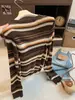 Cárdigan de punto a rayas con bloques de color y cuello en V estilo coreano para mujer, Nueva llegada de otoño, Elegante, Versátil, Rejuvenecedor, Top para mujer A14502