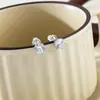 Nuevos Pendientes de Botón de Zirconia de Seis Garras de Lujo de Gama Alta para Mujer, Pendientes de Aguja de Plata S925 con Diamantes de Colores Estilo Ins, Pendientes de Alta Calidad