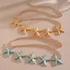 Collar de Estrella de Mar con Goteo de Aceite Transfronterizo Europeo y Americano, una Cadena de Cintura Única de Doble Propósito con un Toque de Alta Gama, Joyería de Estilo Nicho para Vacaciones para Mujeres