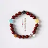 [Madera Dorada agua fuego tierra] Arena Dorada Púrpura cinco elementos NAFU Duobao cuentas de la suerte pulsera de anillo único joyería de mano de cinabrio hombres y mujeres