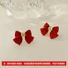 Pendientes de Moda con Lazo Estilo Hepburn para Commuter, Pequeños y Delicados, Pendientes Elegantes de Estilo Japonés y Coreano, Pendientes Lacados de Nicho