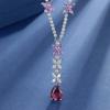 Joyería Europea y Americana Cobre Chapado en Oro Real Corindón Rojo Cadena Colgante Combinable Mariposa Diamante Collar Transfronterizo para Mujer