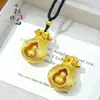 Tienda de Oro Mismo Estilo Oro Antiguo Incrustado con Diamantes Cepillado Calabaza Giratoria Bolsa de la Suerte Colgante Nuevo Chino Versátil Colgante de Bolsa de la Suerte