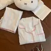 Lindo Pijama de Rayas Florales para Niña, Cardigan de Encaje para Primavera y Otoño, Conjunto de Dos Piezas, Ropa de Casa para Dormitorio Estudiantil