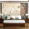 Papel tapiz de Loto Antiguo Estudio de yoga Zen Tela de pared de fondo Nuevo Chino Sala de té Aula de guzheng Sala de Buda Papel tapiz del salón de Buda