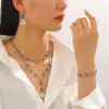 Collar y Pulsera de Acrílico Irregular con Colgante de Diamante Negro de Lujo Ligero Transfronterizo Europeo y Americano para Mujer Otoño e Invierno