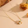 Versátil Colorido Flor Acero Inoxidable Joyería Lujo Ligero Gama Alta Ojo de Gato Conjunto de Collar Pulsera Aretes Anillo