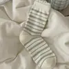 Calcetines Frescos y Sencillos de Estrellas para Mujer, Calcetines de Algodón Florales para Primavera y Verano, Calcetines Transpirables de Media Pantorrilla para Mujer con Borde de Encaje y Rayas