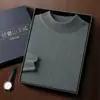 Outono e Inverno Novo Gola Alta Meia Cashmere Tricô Masculino Solto Tricô Casual de Negócios Versátil Camisa Base Tricotada