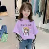 G2319# camiseta de manga comprida para meninas nova primavera outono infantil blusa de base algodão versátil top meninas listras