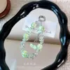 Cadena para colgar funda de teléfono de vidrio con cuentas de flor de borla, colgante de cristal exquisito, accesorio para bolso, adorno de cordón para llave de coche