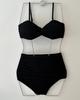 Bolso de Tornillo Simple de Lujo Ligero Tela Especial Correa de Hombro Simple Bikini Bikini de Cintura Alta que Cubre el Vientre Traje de Baño con Abertura para Mujer