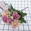 Flor Artificial Hogar Estilo Europeo 7 Peonías Sala de Estar Decoración del Hogar Flor Falsa Arreglo Romántico para Boda Ramo de Rosas