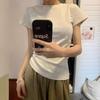2025 Nueva Camiseta de Algodón Puro de Manga Corta para Mujer Hombro Derecho Aspecto Adelgazante Estilo Coreano Ins Estilo Puro Lustre Nicho Camiseta Interior Superior