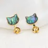 Set de Perlas con Aguja de Plata S925 con Monturas Vacías, Pendientes de Gato Dulces y Lindos de Concha Natural, Colgantes, Anillos, Accesorios de Bricolaje