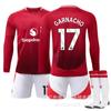 2425 Uniforme de Futebol Infantil Casa Red Devils Nº 17 Garner Joe 10 Rasford Ronaldo B Camisa Manga Longa terno