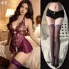 Lencería sexy, body de encaje seductor con espalda descubierta, cordones y abertura en la entrepierna, conjunto de pijama uniforme para mujer, disponible para dropshipping