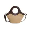 Nueva Bolsa de Playa Popular Estilo Resort Primavera Verano para Mujer Bolso de Mano Bloque de Color Bolso Cruzado de Cadena Tejida Hecho a Mano de Alta Calidad