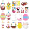2026 Nueva Escena de Cesta de Huevos de Pascua de Dibujos Animados Decoración Tarjeta Pegatinas de Decoración de Pascua Decoración Colgante para Puerta