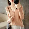 Cardigan de tricô versátil novo outono 2026, suéter fino de manga longa primavera e outono, peça externa, top