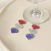 Pendientes de Corazón Estilo Europeo y Americano con Pedrería de Bandera Americana para Mujer, Pendientes de Moda Retro Exagerados con Pedrería Completa para el Día de la Independencia