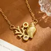 Collar de borla de diamantes con esmalte de gota de lujo ligero estilo francés microincrustado para mujer, cadena de clavícula dulce de dopamina a la moda de alta gama