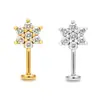 Aretes Perforados de Acero de Titanio Verticales para Agujeros de Oreja Aretes de Hélice de Acero Inoxidable con Circonita Joyería para Piercings Aretes de Flor para Labio con Rosca Externa