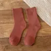 Meias Grossas com Forro de Lã Femininas de Inverno Meio da Panturrilha Meias de Terry Coloridas Meias à Prova de Odor Terry Quente para Inverno Feminino