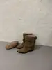 Botas Nuevas de Mujer Otoño/Invierno 2026 Punta Fina Tacón Grueso Tacón Alto Elegantes Moda Francesa Hebilla de Cinturón Botines
