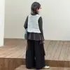 Conjunto de Otoño para Niña 2026 Nuevo Estilo Coreano de Dos Piezas Tejidas: Top y Culottes de Pierna Ancha para Niños