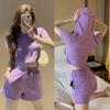 Traje de verano de talla grande, suéter informal de manga corta con capucha y pantalones cortos deportivos, ropa de dos piezas para mujer, comercio exterior al por mayor