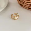 Anillo Vintage Geométrico de Piedra Natural Estilo Francés para Mujer, Colección de Anillos Abiertos de Diseño de Nicho, Accesorio de Joyería para Dedo Índice