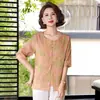 Blusas de Verão 2026 para Mães, Camisetas Finas Estilosas Novo Estilo Chinês, Camisas para Cobrir a Barriga de Meia-Idade e Idosas, Blusas Versáteis