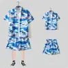 Camisa floral de manga corta, Ropa de playa de Hainan, Estilo hawaiano de Sanya, Conjunto de pantalones cortos finos de verano para hombre y pareja de viaje a Tailandia