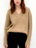 Suéter de punto suelto estilo perezoso retro francés para mujer Otoño e Invierno Nuevo Simple Casual Cuello Rayas en las axilas Top de punto