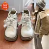 Botas Martin Femininas com Laço 2026 Novo Inverno Infantil Forradas com Fleece Quentes Antiderrapantes Tamanho Médio Zíper Lateral Botas Curtas de Algodão