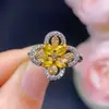 Anel Tesouro Amarelo Azul Natural Gema Grau 5A Tamanho 3*4mm Prata S925 Cravação Seiko Prata Pesada Europa e América