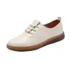 Zapatos Casuales de Cuero para Mamá con Suelas de Goma, Zapatos de Cocina Impermeables y Antideslizantes, Zapatos Planos sin Cordones para Mujer para Todas las Estaciones