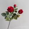 Flores Artificiais de Alta Qualidade para Comércio Exterior, Rosa Kirin Vermelho, Decoração de Casamento e Casa, Venda por Atacado, Rosa de Tubo de Couro, Flor Falsa
