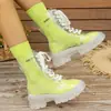 Botas Totalmente Transparentes Novas de 2025 com Solado Grosso de Cristal Cadarço Botas Curtas Moda Exportação Tamanho Grande Sapatos Tendência Transfronteiriços