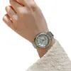 Relógio Feminino Novo Modelo Transfronteiriço com Vidro de Espelho Lapidado Cravejado de Diamantes, Mostrador de Madrepérola, Atacado