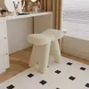 Taburete de Tocador con Lazo, Taburete de Lana de Cordero, Reposapiés para Cambiar Zapatos, Taburete Bajo de Sofá, Taburete de Maquillaje, Cojín para Tocador, Diseño Sencillo