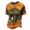 Camiseta de Manga Corta Estampada para Hombre Verano Serie Halloween Cabeza de Calabaza, Artículo Transfronterizo Más Vendido en Amazon