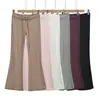 732-26 Colección de otoño: Pantalones de tiro bajo, ligeramente acampanados, de pierna ancha con dobladillo suelto, hasta el suelo, efecto adelgazante, color liso, adecuados para yoga, deportes y uso casual