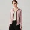 Cardigã de caxemira feminino de fio duplo espesso, gola semimocassim, design color-block, jaqueta com zíper, novo estilo outono e inverno, mangas compridas, amigo da pele