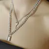 Collar de cadena doble de moda creativa transfronterizo europeo y americano para mujer, cadena para suéter de temperamento versátil retro, cerradura de llave