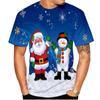 Camiseta de moda para hombre, diseño navideño de Papá Noel, informal, con estampado 3D, cuello redondo, manga corta, talla grande, 2024