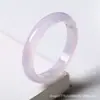 Pulseira de Calcedônia Violeta Natural Pulseira de Ônix Púrpura Flutuante Branca Pulseira Púrpura Pálida de Gelo Pulseira de Tira Larga Reta Menina de Jade